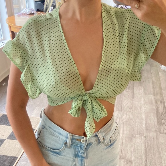 Urban Renewal Tops - Urban Outfitters Green Top/Bathing Suit Cover up